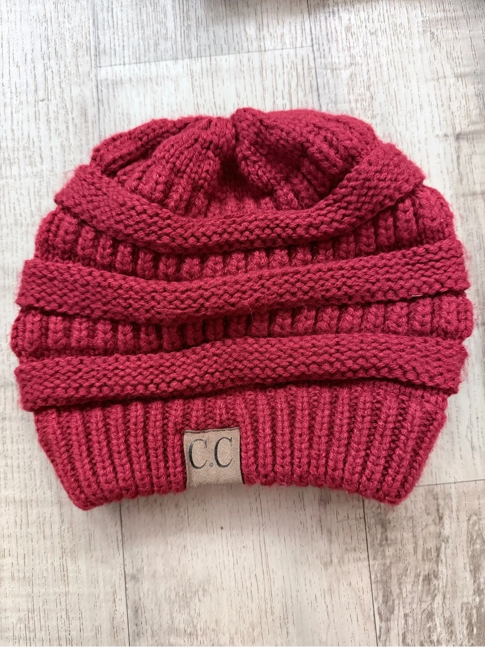 C.C Kids Raspberry Red Knit Slouchy Beanie